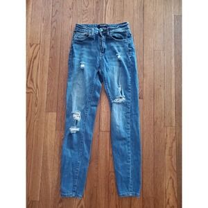 Wax Jean Los Angeles Womens Sz 3 Distressed Skinny Stretch Jeans Med Wash 90120